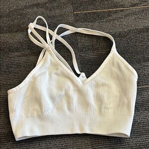 White Ribbed Women's Bralette